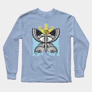 Tribal line Art Butterfly Long Sleeve T-Shirt